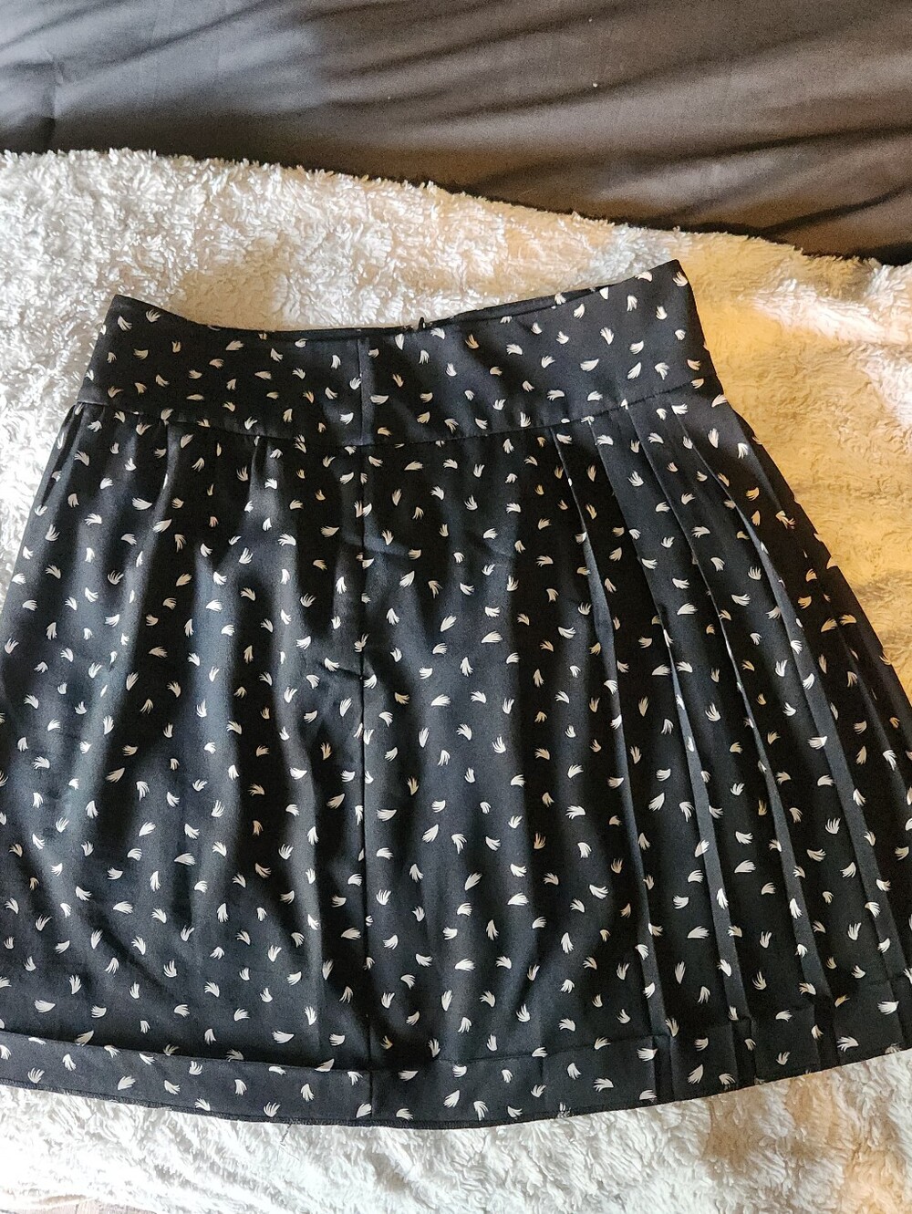 LOFT Black Skirt with White Leaf Motifft